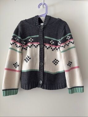 Carter’s Fair Isle Hooded Cardigan Size 6 Cozy Knit Sweater